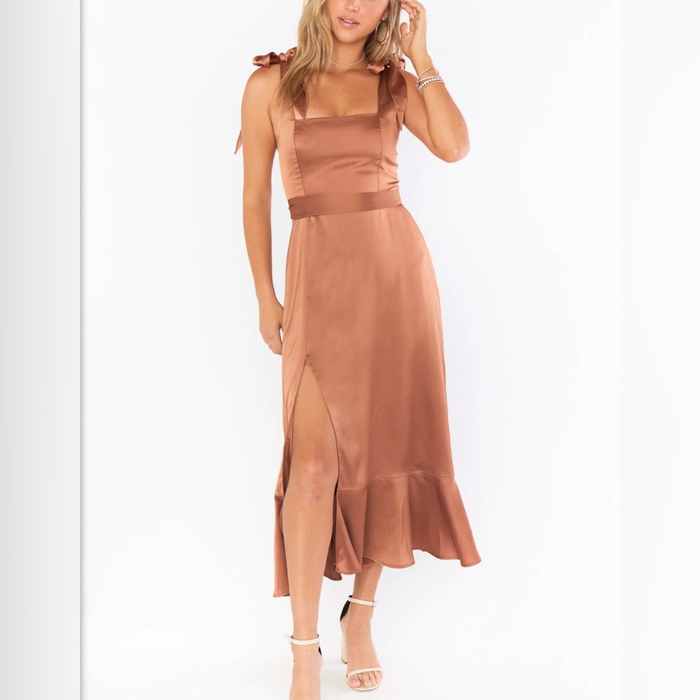 Copper satin dress